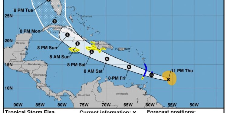 Tormenta tropical Elsa gana fuerza