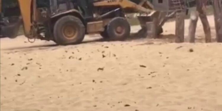 Abren paso a playa El Encuentro en Puerto Plata cerrada con troncos de madera por desaprensivos