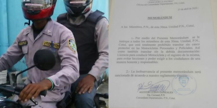 Comandante PN en Cotui instruye a  agentes utilizar casco protector y  documentaciones de motocicletas