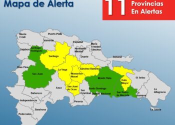 COE mantiene bajo alerta 11 provincias por incidencia de una vaguada