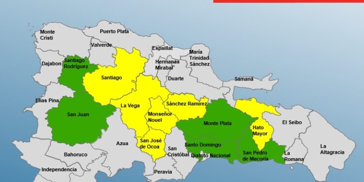 COE mantiene bajo alerta 11 provincias por incidencia de una vaguada