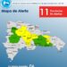 COE mantiene bajo alerta 11 provincias por incidencia de una vaguada