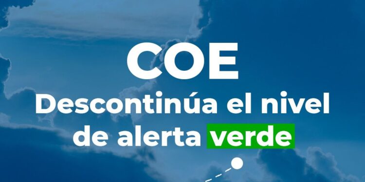 COE descontinua alerta por sistema anticiclonico