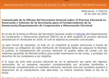 Comunicado oficial de la OEA sobre elecciones en Venezuela