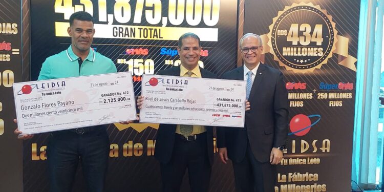 LEIDSA entrega 434 millones a&nbsp; ganadores de los sorteos Loto, Más y Súper Más