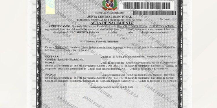 JCE informa nuevo formato actas Estado Civil